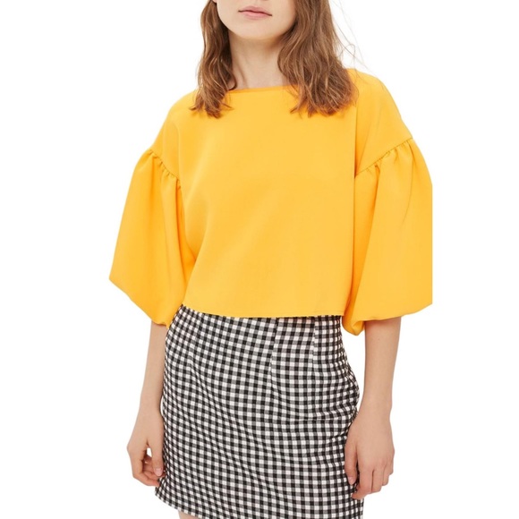 Topshop Tops - TopShop Orange Puff Sleeve Crop Top Boxy, US 2